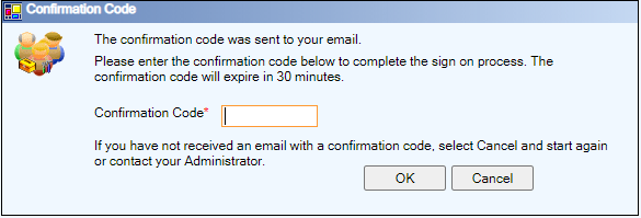 Confirmation Code Popup Message.